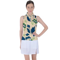 Folk Flowers Print Floral Pattern Ethnic Art Women s Sleeveless Polo Tee