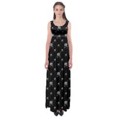 Grey And Black Alien Dancing Girls Drawing Pattern Empire Waist Maxi Dress by dflcprintsclothing