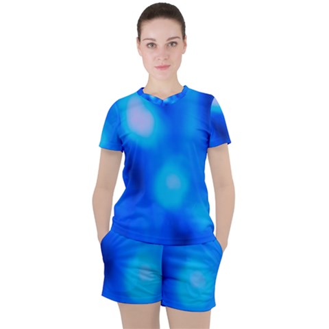 Blue Vibrant Abstract Women s Tee And Shorts Set by DimitriosArt