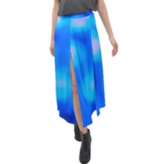 Blue Vibrant Abstract Velour Split Maxi Skirt by DimitriosArt