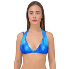 Blue Vibrant Abstract Double Strap Halter Bikini Top by DimitriosArt