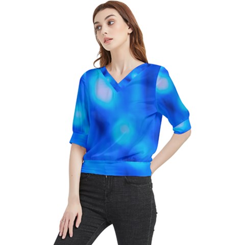 Blue Vibrant Abstract Quarter Sleeve Blouse by DimitriosArt