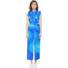 Blue Vibrant Abstract Women s Frill Top Jumpsuit by DimitriosArt