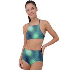 Green Vibrant Abstract High Waist Tankini Set by DimitriosArt