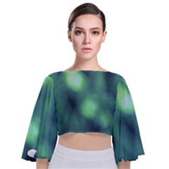 Green Vibrant Abstract Tie Back Butterfly Sleeve Chiffon Top by DimitriosArt