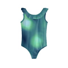 Green Vibrant Abstract Kids  Frill Swimsuit by DimitriosArt