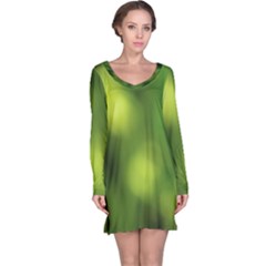 Green Vibrant Abstract No3 Long Sleeve Nightdress by DimitriosArt