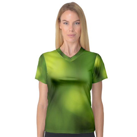 Green Vibrant Abstract No3 V-neck Sport Mesh Tee by DimitriosArt