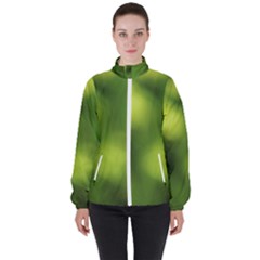 Green Vibrant Abstract No3 Women s High Neck Windbreaker by DimitriosArt