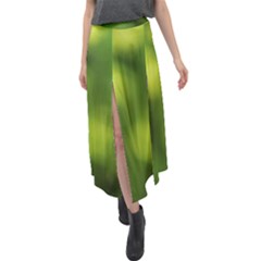 Green Vibrant Abstract No3 Velour Split Maxi Skirt by DimitriosArt