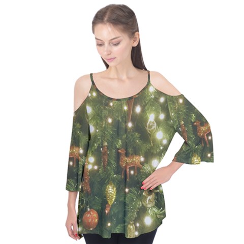 Christmas Tree Decoration Photo Flutter Sleeve Tee  by dflcprintsclothing