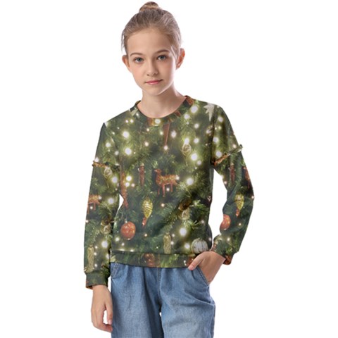 Christmas Tree Decoration Photo Kids  Long Sleeve Tee With Frill  by dflcprintsclothing