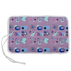 50s Diner Print Pink Pen Storage Case (l)