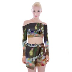City Lights Series No4 Off Shoulder Top With Mini Skirt Set by DimitriosArt