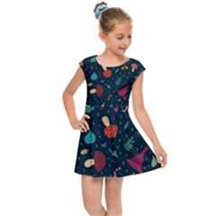 Bright Mushrooms Kids  Cap Sleeve Dress by SychEva