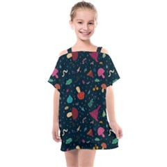 Bright Mushrooms Kids  One Piece Chiffon Dress by SychEva