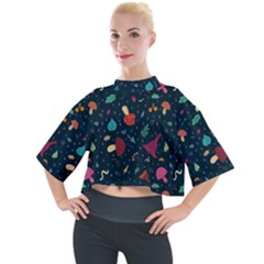 Bright Mushrooms Mock Neck Tee by SychEva