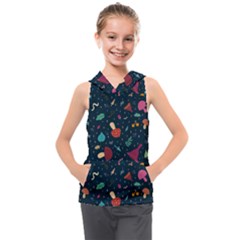 Bright Mushrooms Kids  Sleeveless Hoodie by SychEva