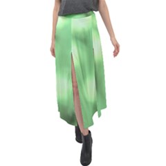 Green Vibrant Abstract No4 Velour Split Maxi Skirt by DimitriosArt