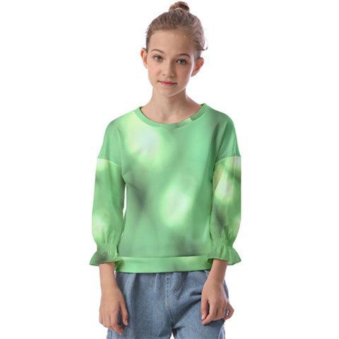 Green Vibrant Abstract No4 Kids  Cuff Sleeve Top by DimitriosArt