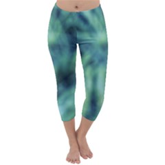 Blue Abstract Stars Capri Winter Leggings  by DimitriosArt