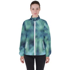 Blue Abstract Stars Women s High Neck Windbreaker by DimitriosArt