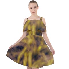 Yellow Abstract Stars Cut Out Shoulders Chiffon Dress by DimitriosArt