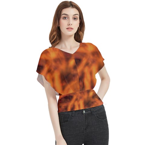 Red Abstract Stars Butterfly Chiffon Blouse by DimitriosArt