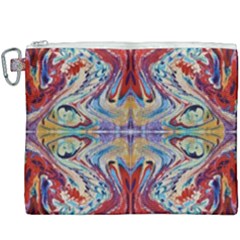 Red Feathers Canvas Cosmetic Bag (xxxl) by kaleidomarblingart