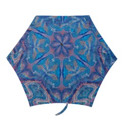 Blue Repeats Mini Folding Umbrellas by kaleidomarblingart