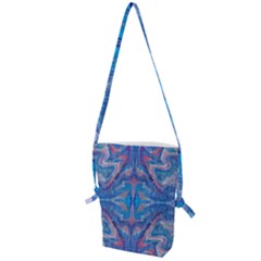 Blue Repeats Folding Shoulder Bag by kaleidomarblingart