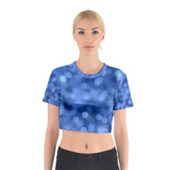 Light Reflections Abstract No5 Blue Cotton Crop Top by DimitriosArt