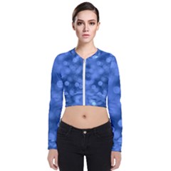 Light Reflections Abstract No5 Blue Long Sleeve Zip Up Bomber Jacket by DimitriosArt