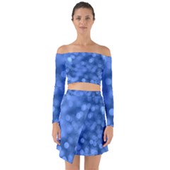 Light Reflections Abstract No5 Blue Off Shoulder Top With Skirt Set by DimitriosArt