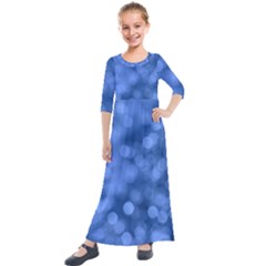 Light Reflections Abstract No5 Blue Kids  Quarter Sleeve Maxi Dress by DimitriosArt