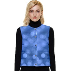 Light Reflections Abstract No5 Blue Women s Short Button Up Puffer Vest by DimitriosArt