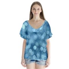 Light Reflections Abstract No8 Cool V-Neck Flutter Sleeve Top