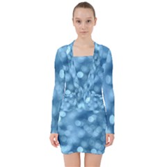 Light Reflections Abstract No8 Cool V-neck Bodycon Long Sleeve Dress