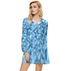 Light Reflections Abstract No8 Cool Tiered Long Sleeve Mini Dress