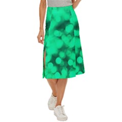 Light Reflections Abstract No10 Green Midi Panel Skirt