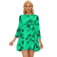 Light Reflections Abstract No10 Green Long Sleeve Babydoll Dress by DimitriosArt