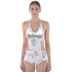 Unicorn Cats Pattern 2 Cut-out One Piece Swimsuit by Littlebird