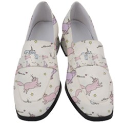 Unicorn Cats Pattern 2 Women s Chunky Heel Loafers by Littlebird