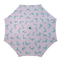 Narwales Stars  Pattern Pink Golf Umbrellas