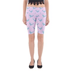 Narwales Stars  Pattern Pink Yoga Cropped Leggings