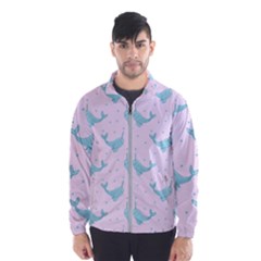 Narwales Stars  Pattern Pink Men s Windbreaker by Littlebird