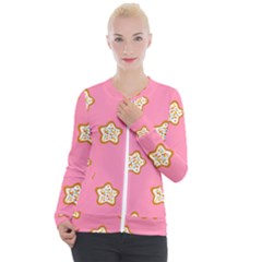 Cookies Pattern Pink Casual Zip Up Jacket by Littlebird