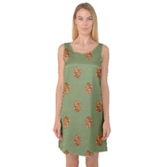 Pine Cones Green Sleeveless Satin Nightdress by Littlebird