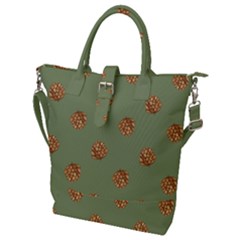 Pine Cones Green Buckle Top Tote Bag by Littlebird