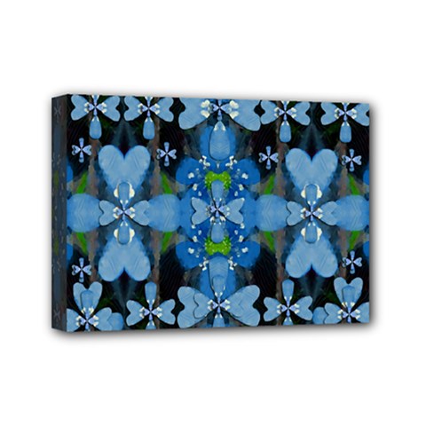 Rare Excotic Blue Flowers In The Forest Of Calm And Peace Mini Canvas 7  X 5  (stretched) by pepitasart